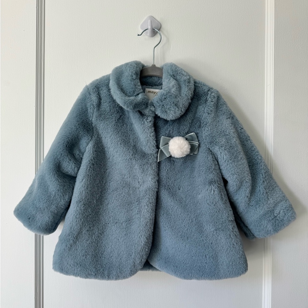 NEW with tags, Mayoral Faux Fur Coat – Ice Blue